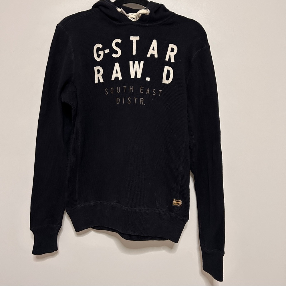 G-Star Raw Mens Size Medium Black Knit Pullover Hoodie Modern Streetwear Edgy